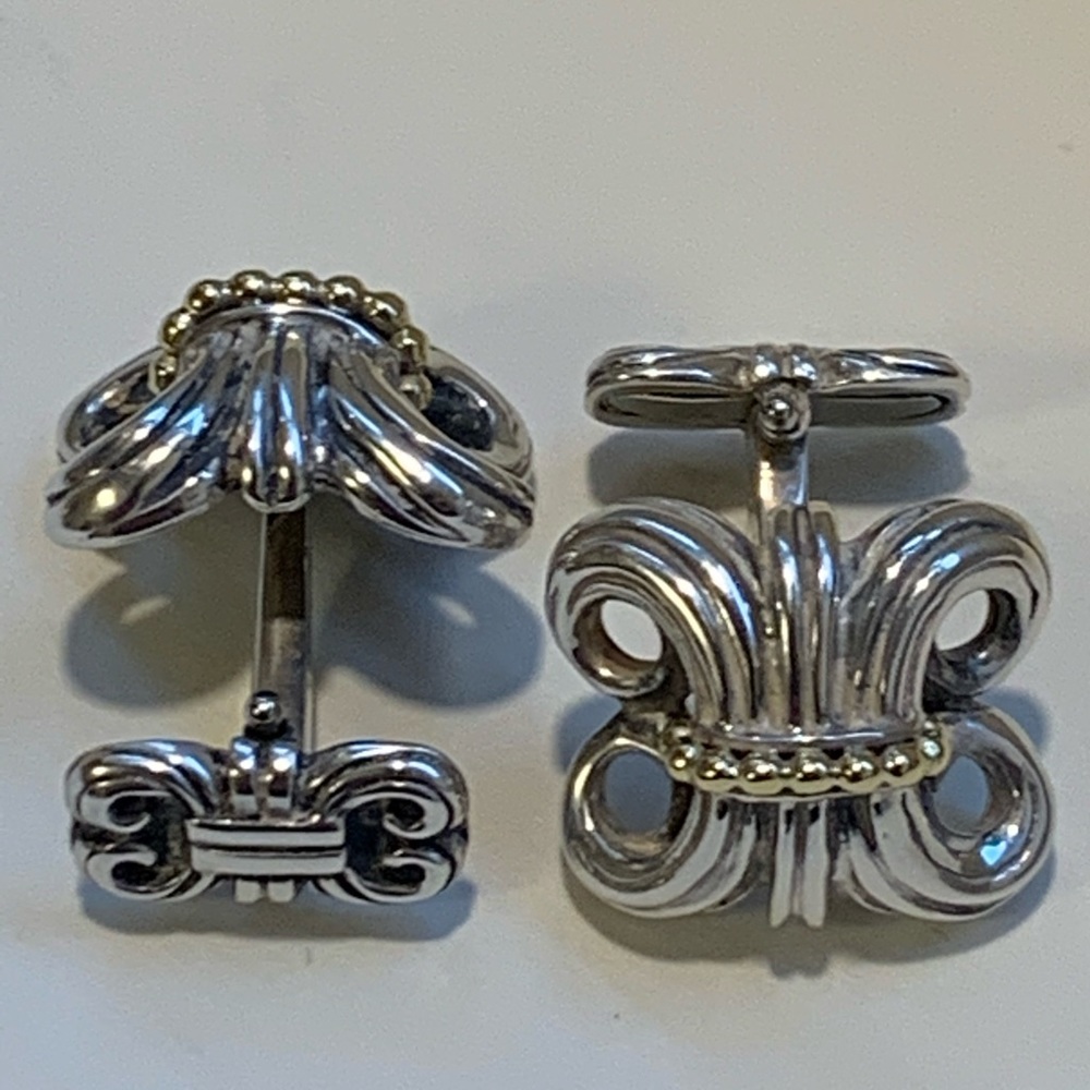 LAGOS Caviar Sterling Silver & 18k Gold Cufflinks